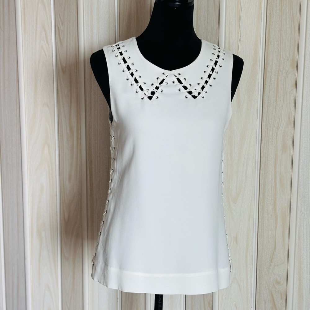 Rag & Bone Cream Sleeveless Blouse with Peter Pan Collar